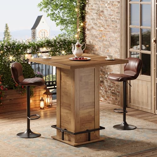 Tribesigns 39.4" H Square Bar Table, Industrial High Top Bistro Pub Cock...