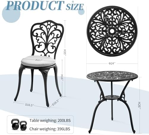 Bistro Patio Set Outdoor Bistro Table and Chair Set with Cushion