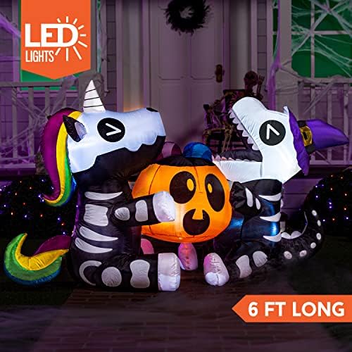 Joiedomi 6 FT Halloween Inflatables Outdoor Decorations, Sitting Skeleton Uni...