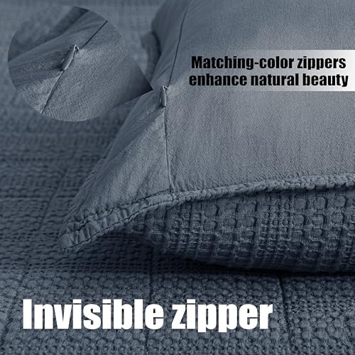Cotton Blue Grey Decor Euro Sham Covers 26x26 Set of 2