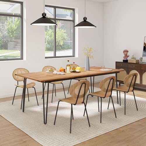 Tangkula 86.5" Large Patio Dining Table for 8, Acacia Wood 8-Person Dini...