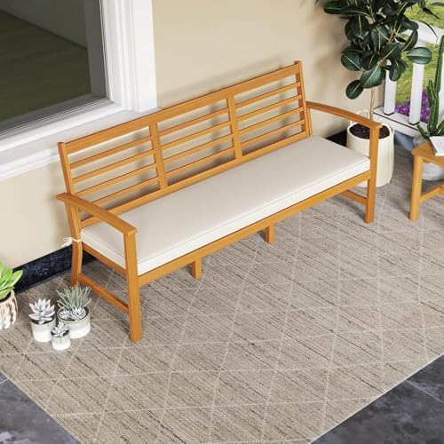 RELAX4LIFE 64’’ Outdoor Bench Acacia Wood - 3-Seat Patio Bench w/Slatted Back...