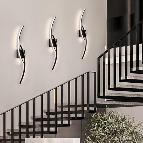 Hardwired 3000~6000K Modern Wall Sconce, 31.5IN Black LED Wall Light Fixtures...