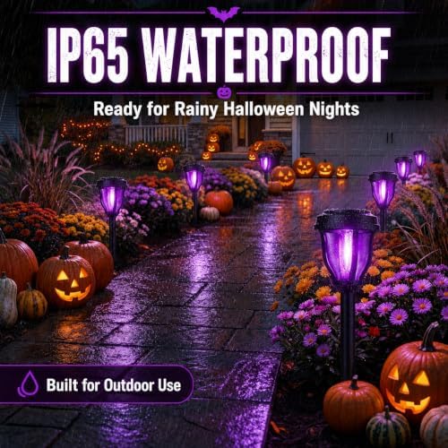 DERAYSION Solar Halloween Lights, 12 Pack Solar Pathway Lights