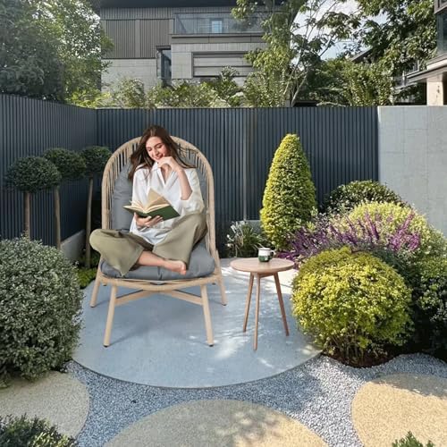 Athena Collection Patio Wicker Egg Chair with Folding Canopy, All-Weather Rat...