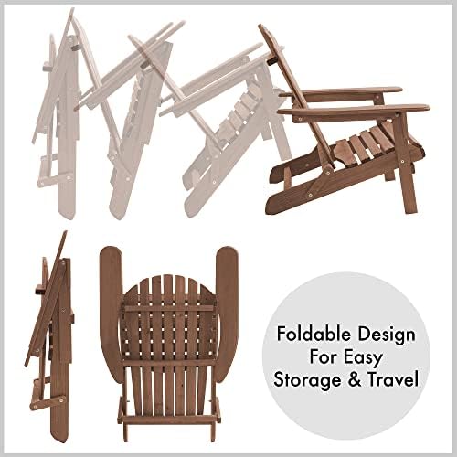 Casafield Folding Adirondack Chair, Cedar Wood Outdoor Fire Pit Lounge Chairs...