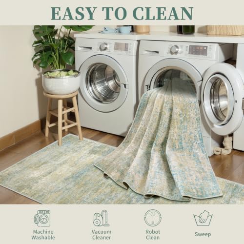 Tangsoo Abstract 5x7 Washable Area Rugs for Living Room, Non Slip Large Rug