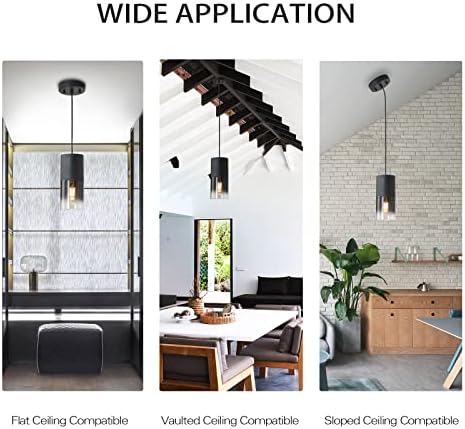 2-Pack Black Pendant Light Fixtures, Adjustable Modern Pendant Lights for Kit...