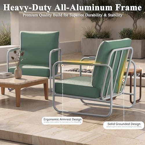 3 Pieces Aluminum Outdoor Patio Conversation Set with Coffee Table