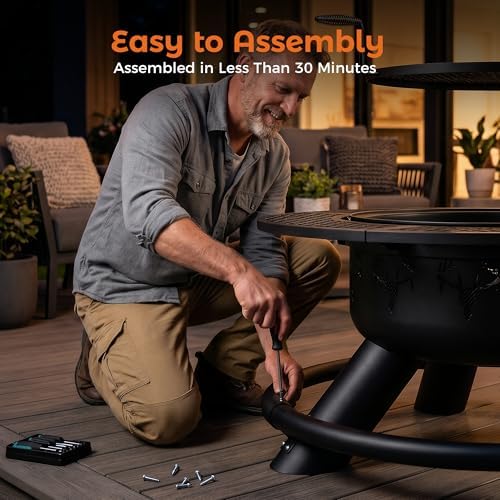 Outdoor Fire Pits for Outside Wood Burning Fire Pit Extra Large with Grill