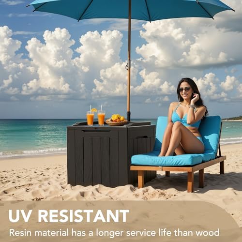 Devoko 30 Gallon Resin Deck Box Waterproof Outdoor Storage Box for Patio Furn...
