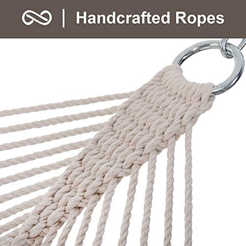 SUNCREAT Traditional Rope Double Hammock, 450 lbs Capacity, Natural
