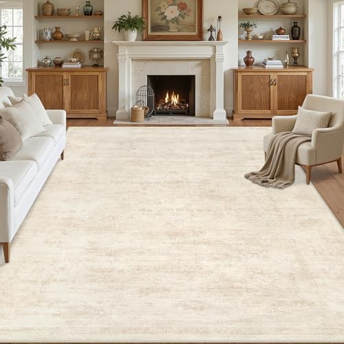 8x10 Area Rugs Living Room: Bedroom Washable Carpet Retro Beige