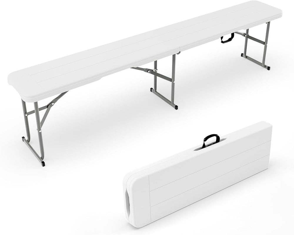 VINGLI 6 feet Plastic Folding Bench,Portable in/Outdoor Picnic Party Camping ...
