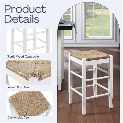 Boraam Square Rush Backless Counter Height Kitchen Stool - Cream