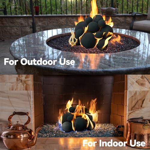 Skyflame 12PCS Black Ceramic Fireplace Balls, Mixed of 4 Sizes