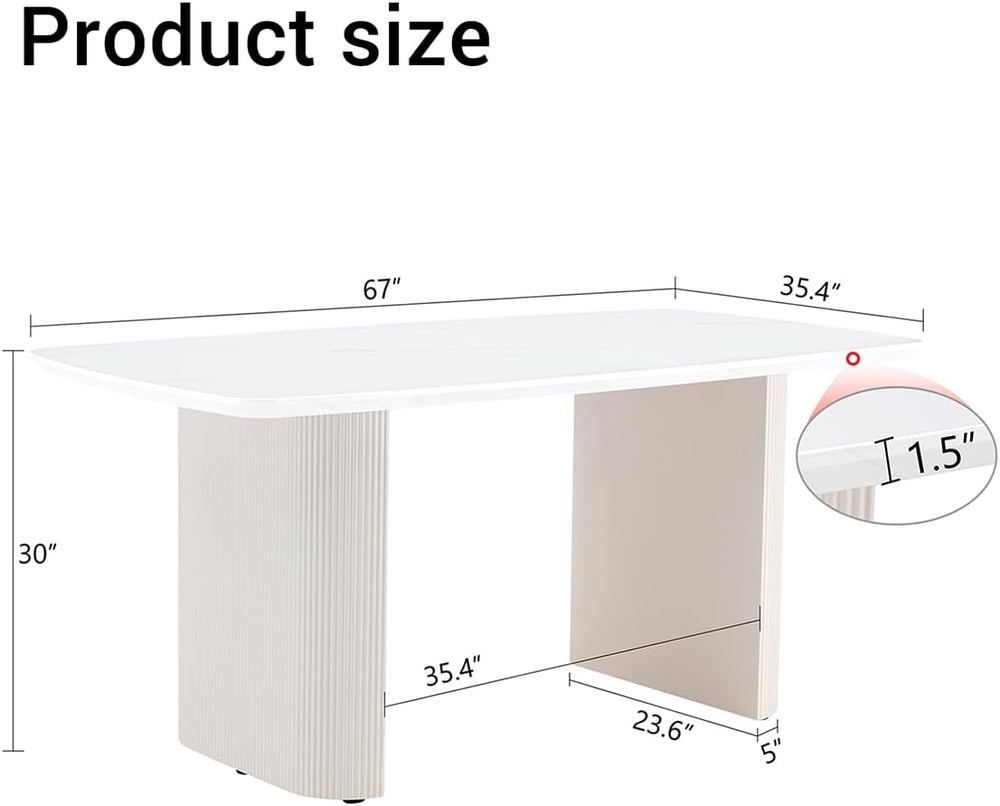 Ebullient White Dining Table, 67'' Modern Oval Dining Table for 4-8 P...