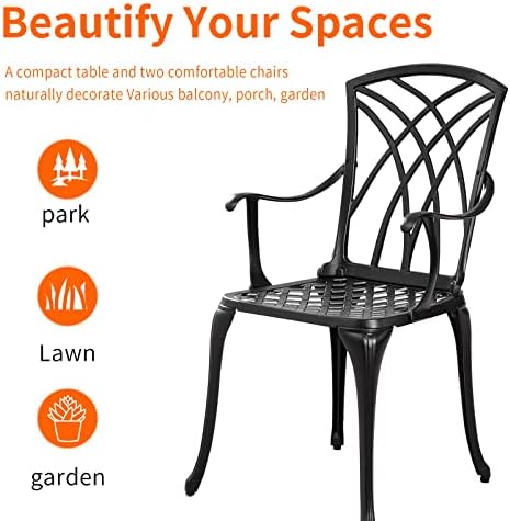 Bistro Set 3 Piece Outdoor,Cast Aluminum Outdoor Bistro Set,All Weather Bistr...