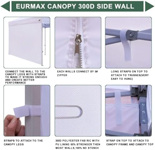 Eurmax USA 10x20 Pop Up Canopy SunWall-UV Protection for Tents,Blocks Sunligh...