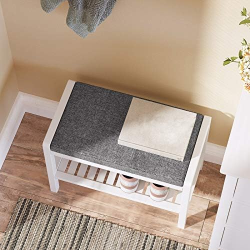 SONGMICS Shoe Rack Bench, Padded Seat, Storage Shelf, Holds Up to 350 lb