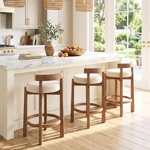 CIMOTA 26.5" Counter Height Bar Stools Set of 4 | Mid Century Modern Low...