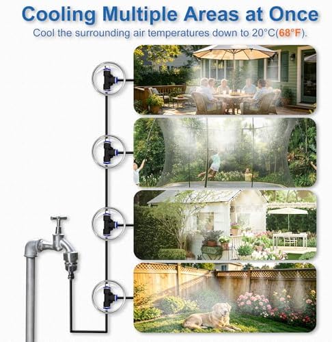 Misters for Outside Patio, 80FT|24M Outdoor Water Misting Cooling System.