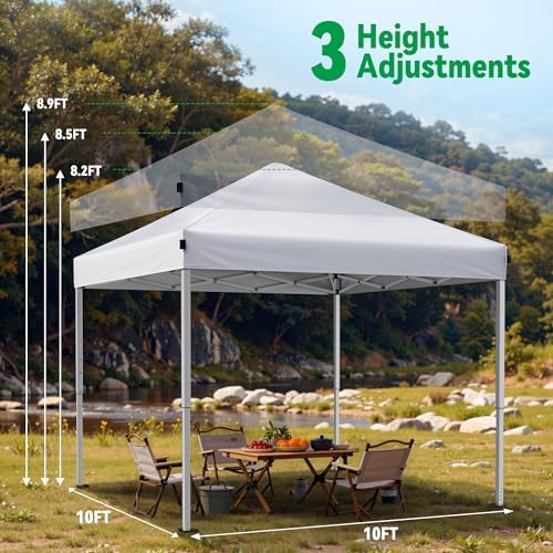 Driftalia 10x10 Pop Up Canopy Tent One-Push Center Lock, Portable Shelter