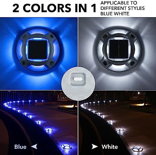 AGPTEK Solar Driveway Lights Outdoor 12 Pack, 2 Color Modes LED Deck Dock