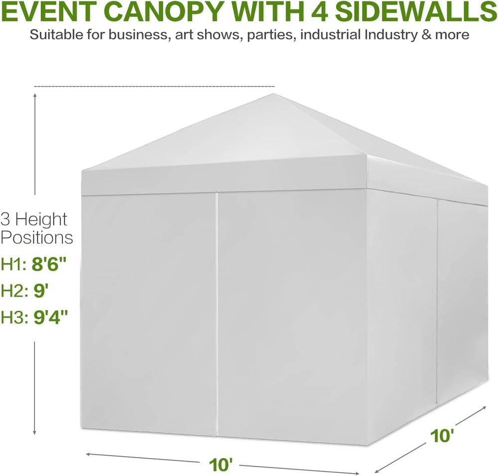 Tunbne 10X10 Pop Up Canopy Tent with 4 Sidewalls, Outdoor, One Push Setup