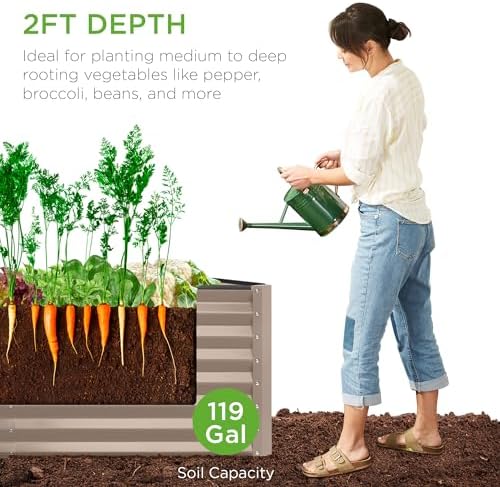 Best Choice Products 4x2x2FT Steel Raised Garden Bed for Outdoor Use, Deep Pl...
