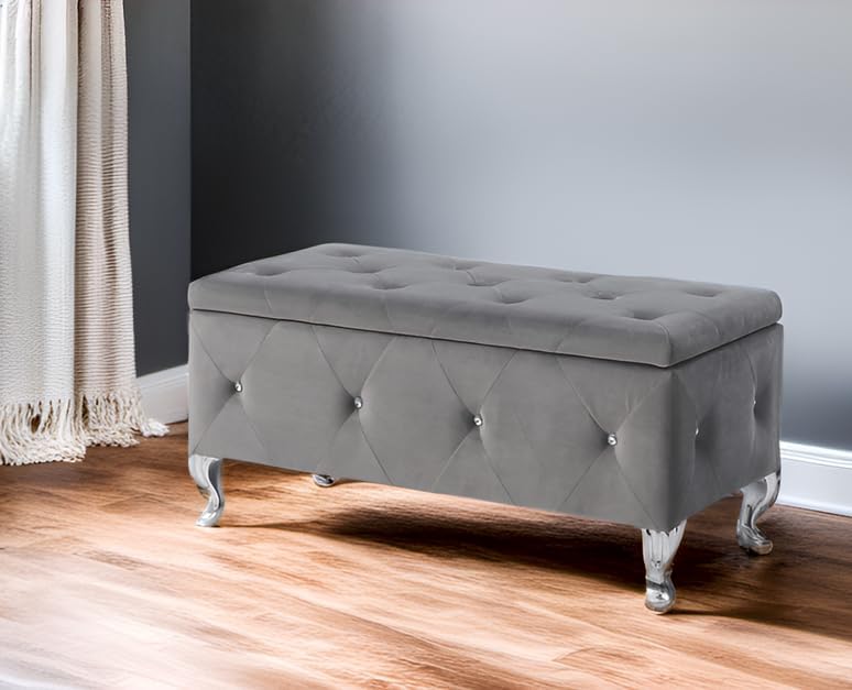 AC Pacific Glam 38 Inches Storage Ottoman Bench for Entryway, Hallway, Living...