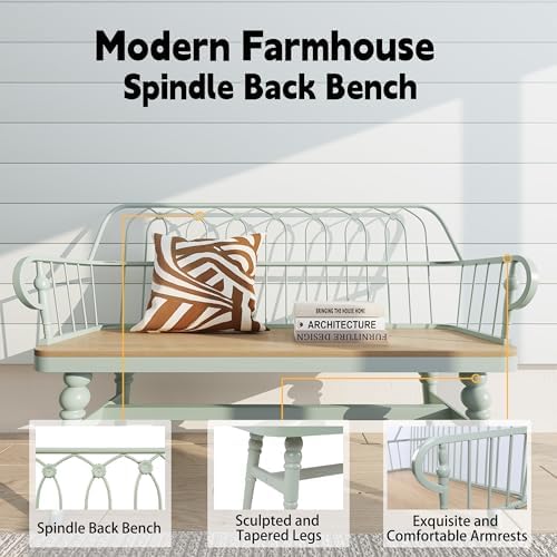 DIBRATY Entryway Bench,Spindle Back Wooden Dinning Bench, Farmhouse Foyer Ben...