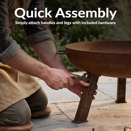 Sunnydaze 30" Heavy-Duty Cast Iron Fire Pit Bowl for Outside, Wood-Burning