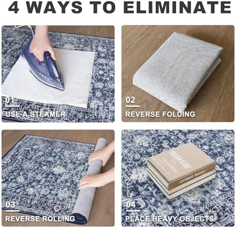KILOCOCO Hallway Runner 2x6 Washable Runner Rug Non-Slip Kitchen Rug, Blue