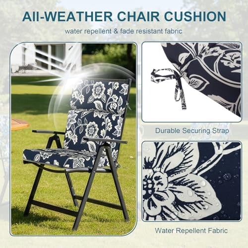 DYTXIII Outdoor High Back Chair Cushions Set of 2, 44"x22" Water Re...
