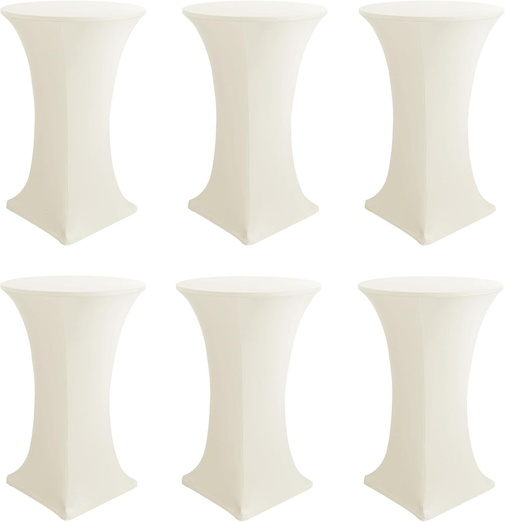 Cocktail Table Covers-Spandex Round High Top Table Cloths Party Cream