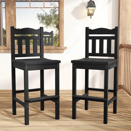 Sundale Outdoor Tall Adirondack Bar Chair Set of 6, HDPE Patio Bar Stools