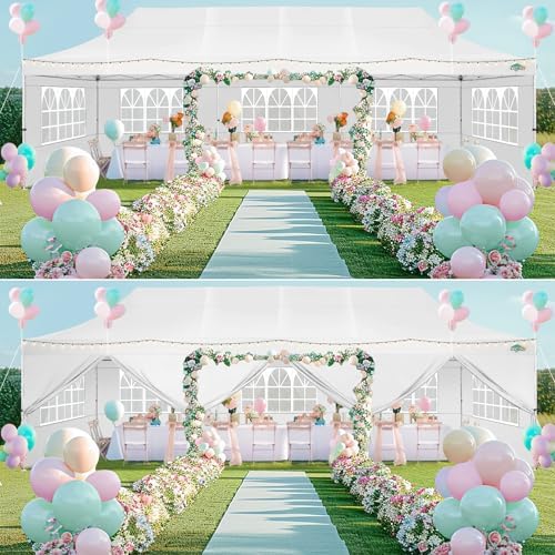 COBIZI 10x30 Pop up Canopy Tent for Parties, Roller Bag,8 Walls,4 Sandbags