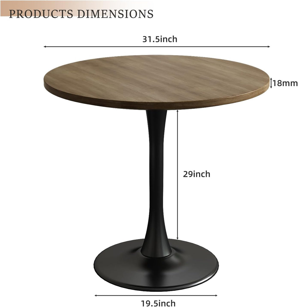 Round Dining Table 31.5" Circle Tulip Table for 4 People,Walnut