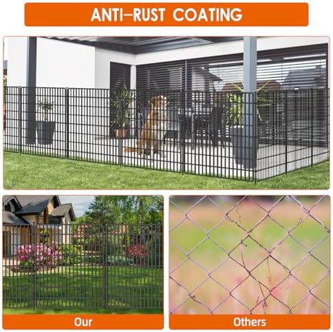 15 Panels No Dig Fence with Gate, 32 in(H) X 36 ft(L) Garden Decorative Fence...