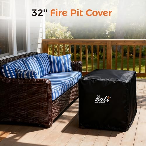 BALI OUTDOORS 32 Inch Square Patio Fire Pit Table Cover
