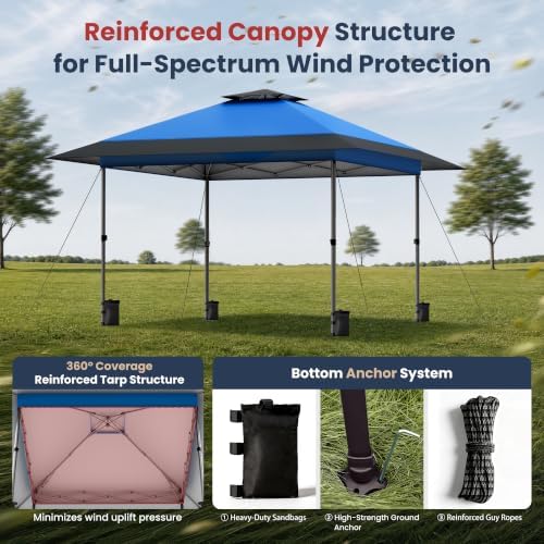 PHI VILLA 13x13 Pop Up Canopy Tent, Instant Outdoor Easy One Push Tents