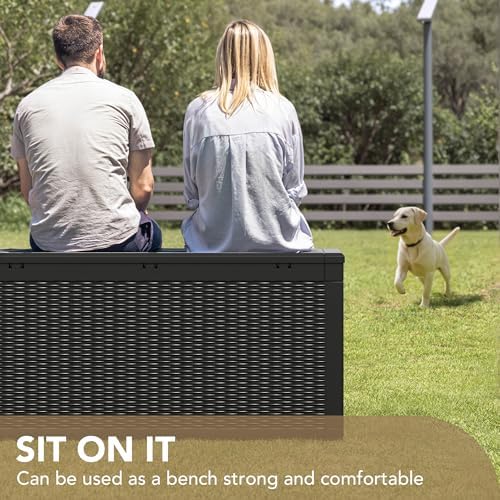 Devoko 100 Gallon Waterproof Resin Deck Box, Large Outdoor Storage Box