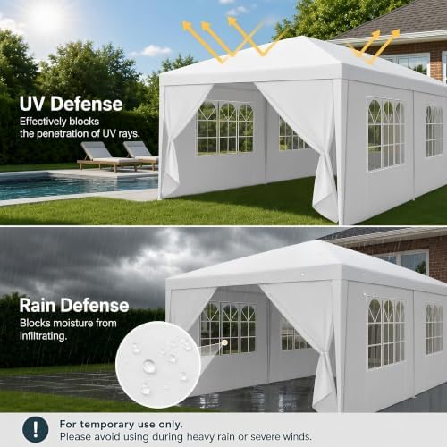 HOTEEL 10x30FT Party Tent Outdoor Canopy with 8 Removable Walls, White