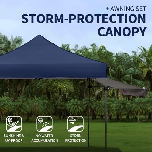 10x10 Pop up Canopy Tent with Awning Easy up Canopy with Wheel Bag Heavy Duty...