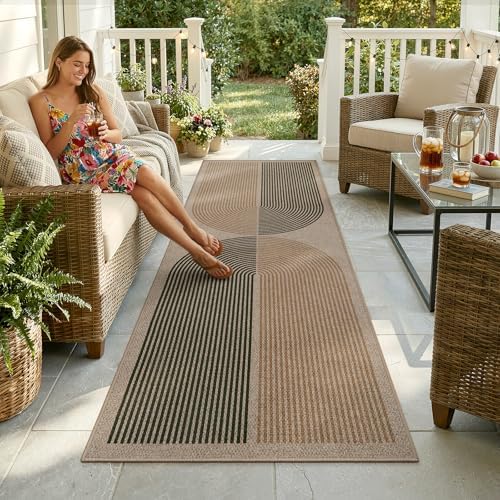 Lahome Enfys Modern Rainbow Easy Jute Rug, 2x8 Hallway Runner Washable Rugs f...
