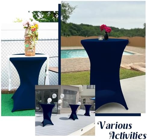 HAISIWLKJ 8 Pack Cocktail Table Covers 32x43 Inch Fitted Stretch Spandex Squa...