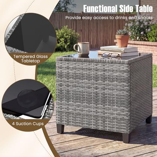COSTWAY 3PCS Wicker Patio Furniture Set with Cushions for Balcony and Porch