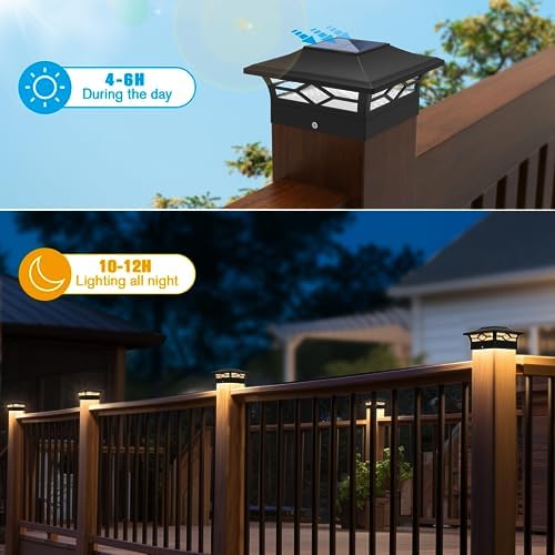 JOFIOS Solar Post Cap Lights Outdoor 12pack, Waterproof Solar Powered Deck Fe...