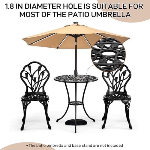 VINGLI 3 PCS Outdoor Bistro Set, Outdoor Patio Set, All-Weather Cast Aluminum...